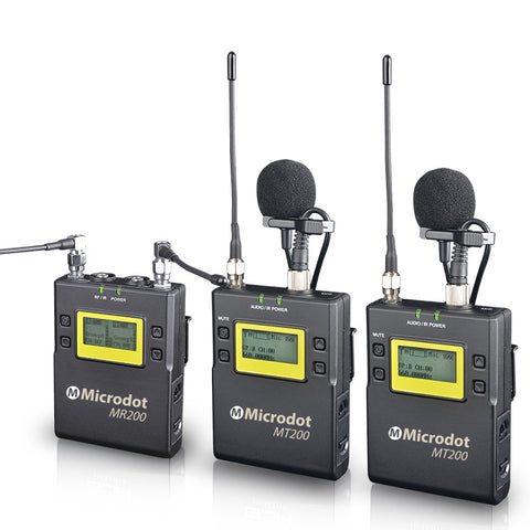 MICRODOT M200 2-Person Camera-Mount Wireless Omni Lavalier Microphone System